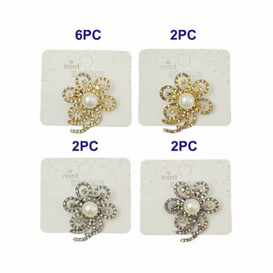 JAH46463 - Rhinestone Flower Brooch