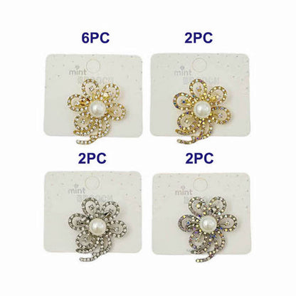 JAH46463-Rhinestone Flower Brooch