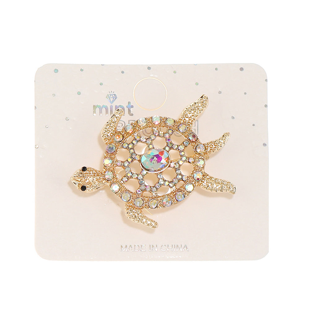 JAH46467 - Rhinestone Turtle Brooch