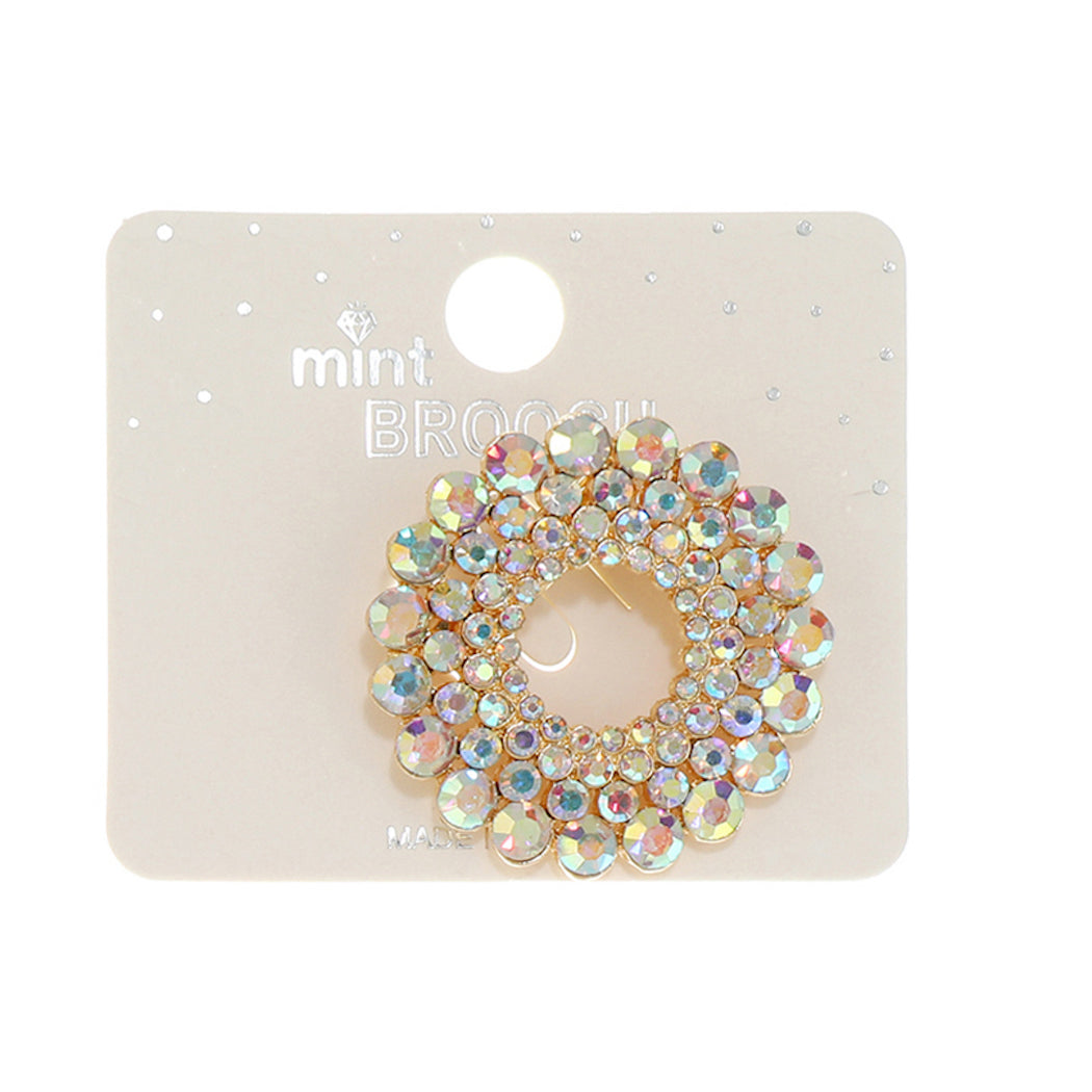 JAH46691 - Rhinestone Circle Brooch