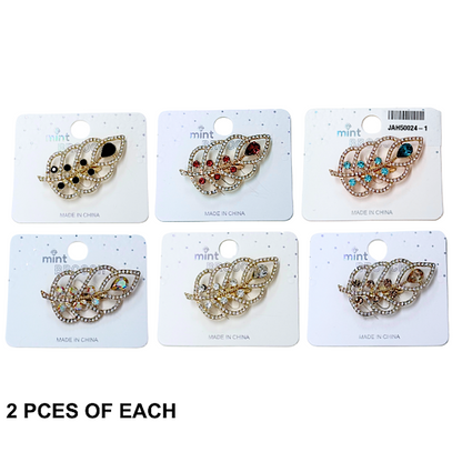 Rhinestone Leaf Brooch