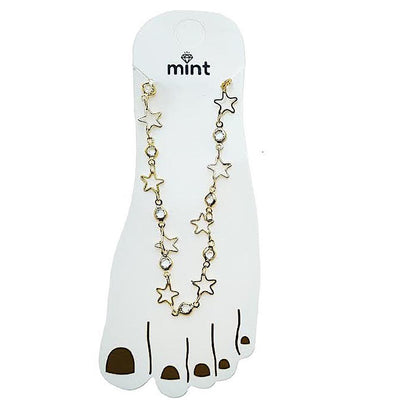 Star Cutout Clear Gemstone Chain Anklet