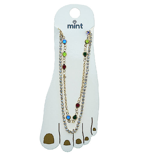 JAK49509 - Layered Gemstone Anklet