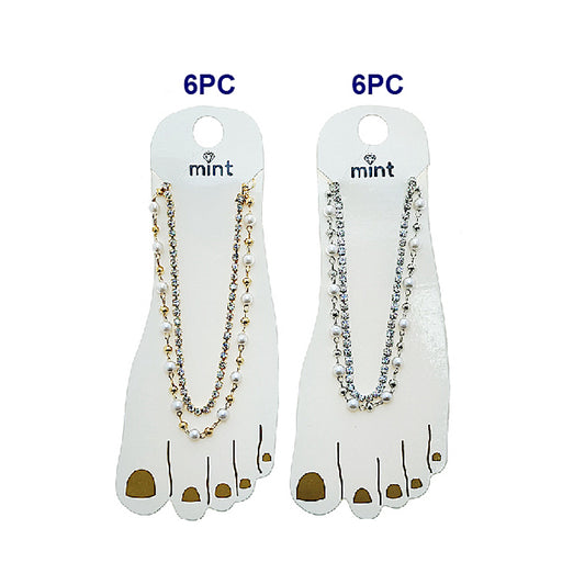 JAK49510 - Pearl Rhinestone Anklet