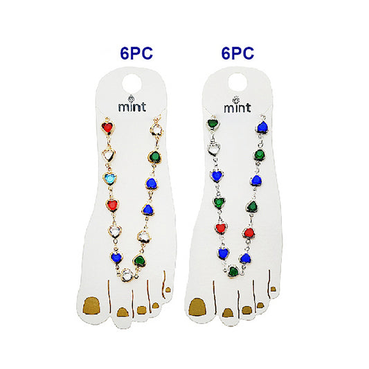 JAK49516 - Multi Color Heart Gemstone Anklet