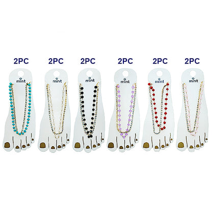 JAK49518 - Bead Rhinestone Anklet