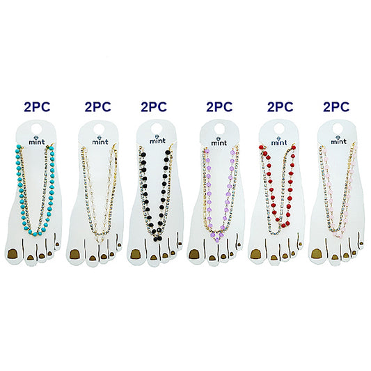 JAK49518 - Bead Rhinestone Anklet