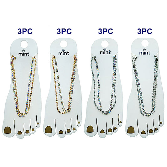 JAK49519 - Twist Chain & Rhinestone Anklet