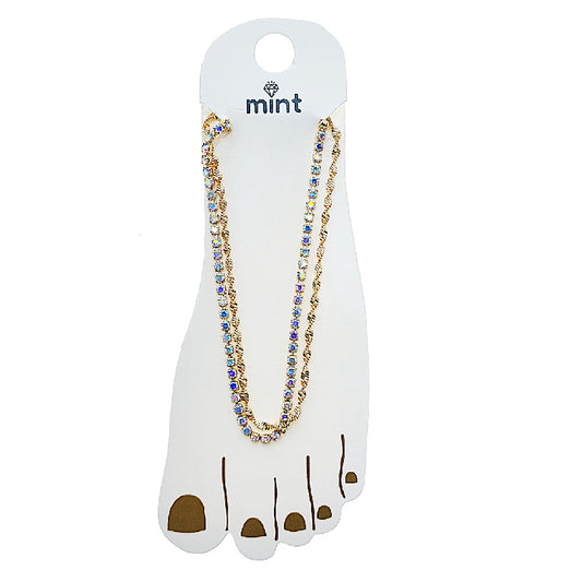JAK49519 - Twist Chain & Rhinestone Anklet