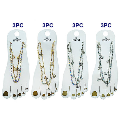 JAK49521 - Filigree Butterfly Rhinestone Anklet
