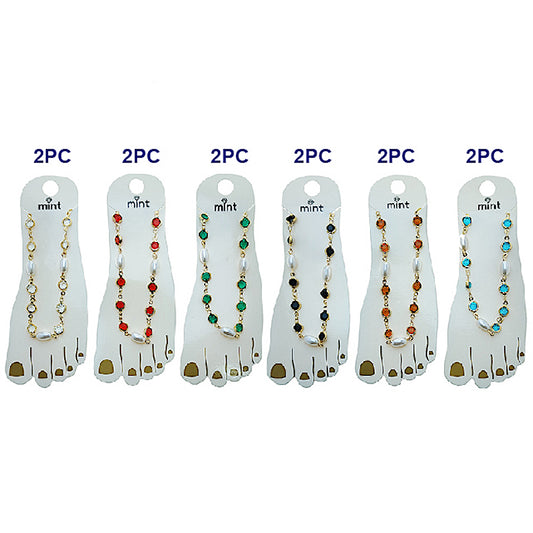 JAK49523 - Gemstone & Pearl Anklet