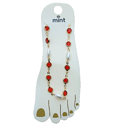 JAK49523 - Gemstone & Pearl Anklet