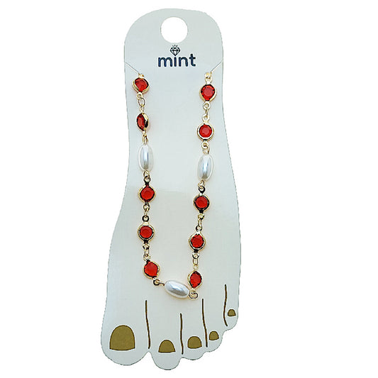 JAK49523 - Gemstone & Pearl Anklet