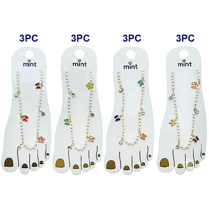 JAK49524 - Gemstone Butterfly & Pearl Anklet