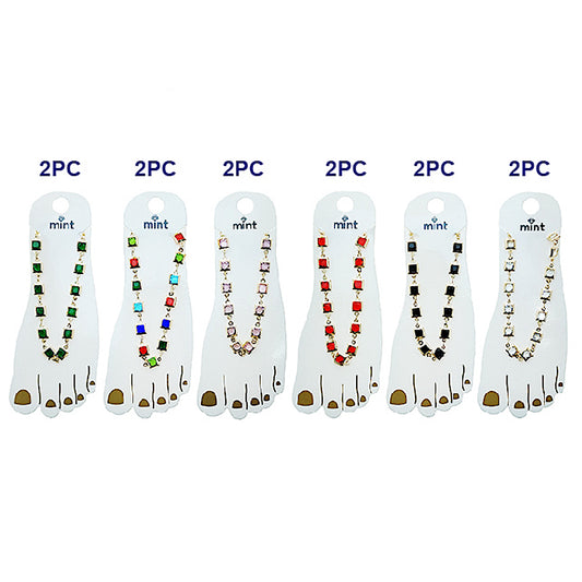 JAK49526 - Square Gemstone Anklet