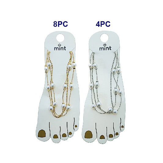 JAK49527 - Layered Pearl & Chain Anklet