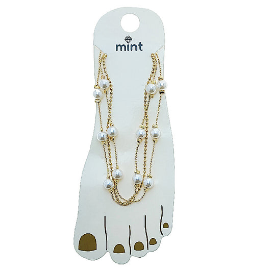 JAK49527 - Layered Pearl & Chain Anklet