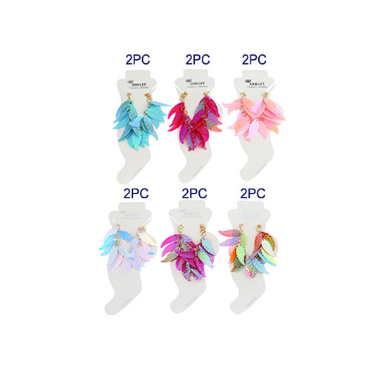 JAK30966 - Colorful Holographic Leaf Anklet