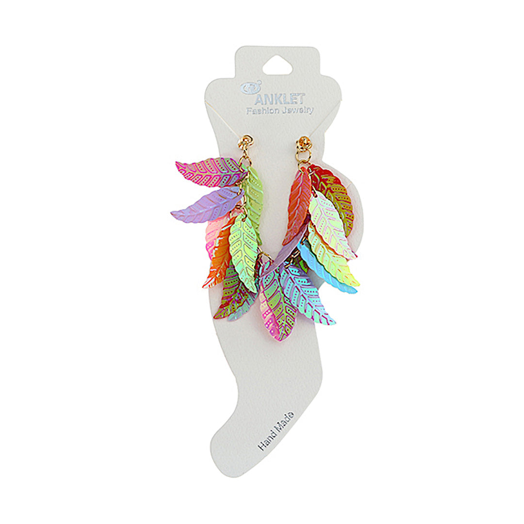 JAK30966 - Colorful Holographic Leaf Anklet