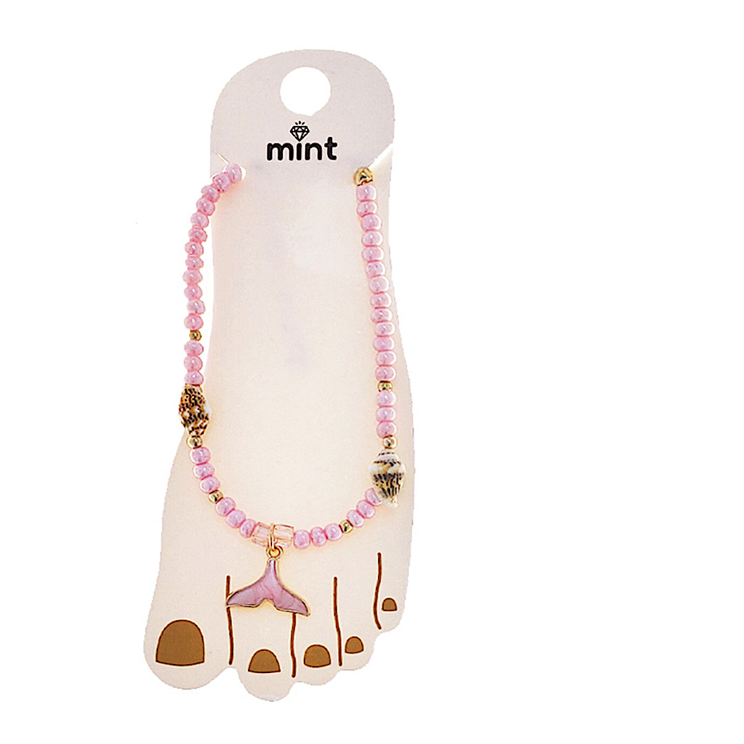 JAK48207-4C - Beaded Shell Anklet