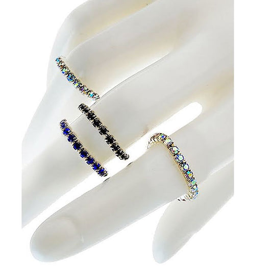 4 Piece Rhinestone Stretch Ring Set