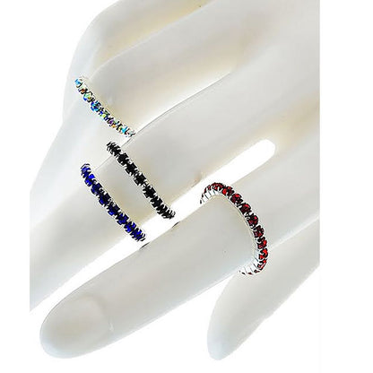 4 Piece Rhinestone Stretch Ring Set