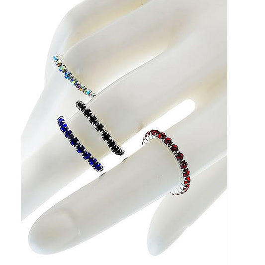 4 Piece Rhinestone Stretch Ring Set