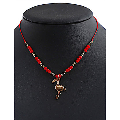 JAN31254 - Flamingo Knotted Thread Necklace