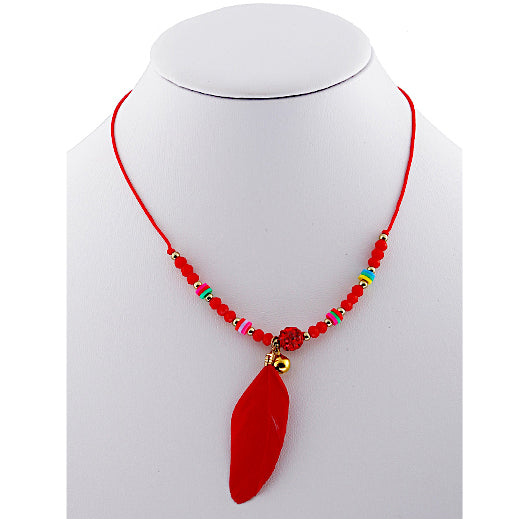 JAN31315 - Feather Knotted Thread Necklace