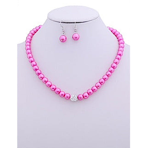 JAN35554 - Colorful Imitation Pearl Necklace Set