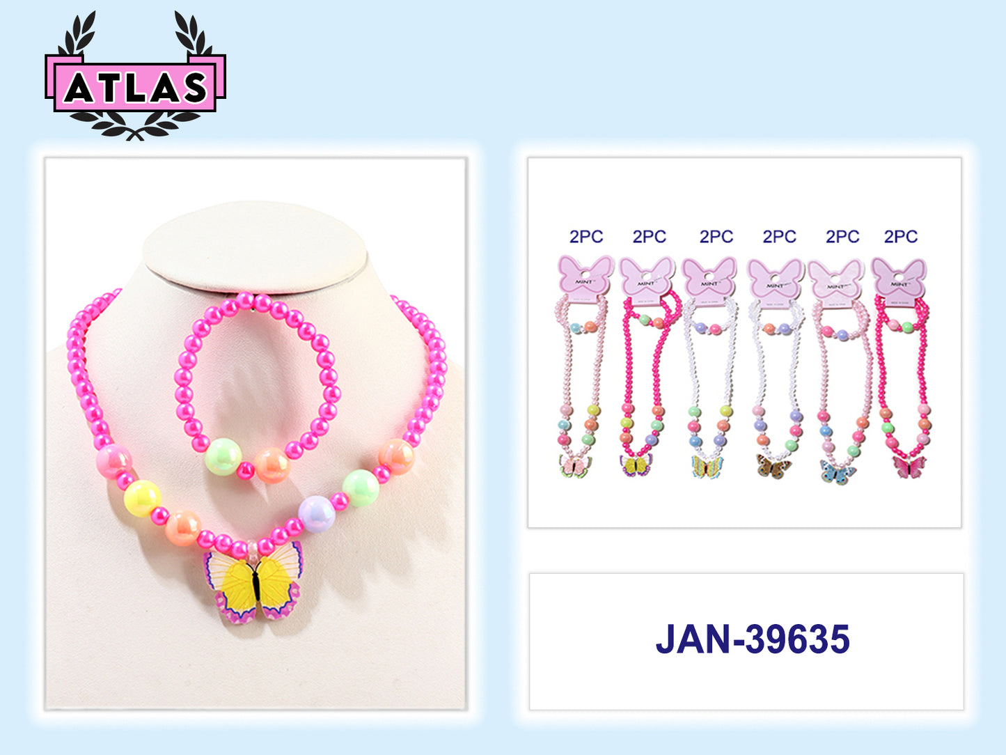 JAN39635 - Butterfly Necklace & Bracelet Set