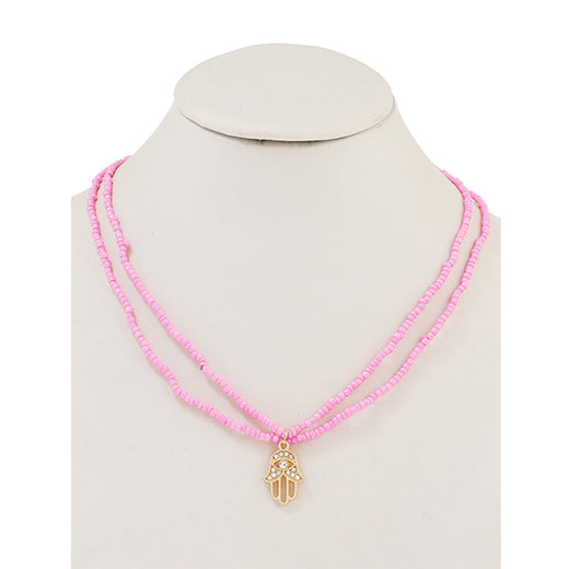 JAN40026 - Beaded Hamsa Necklace