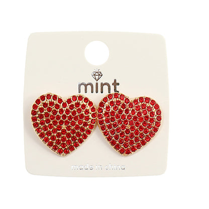 JAE40918RED - Pavé Red Heart Post Earring