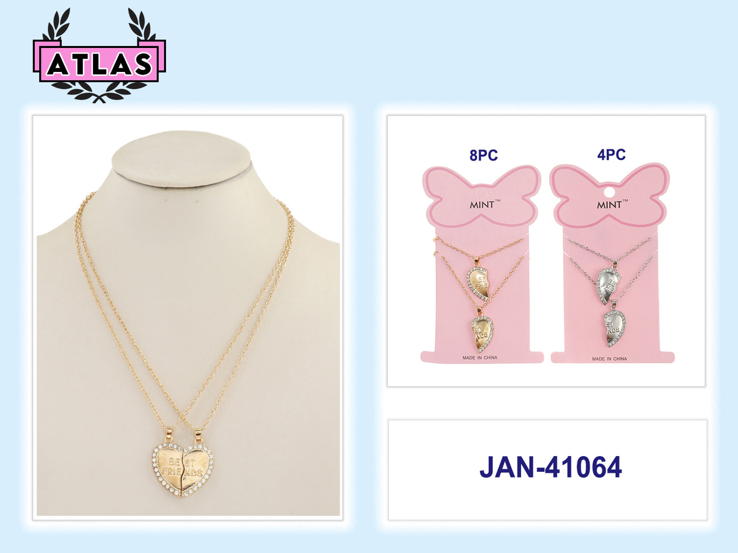 JAN41064 - Heart Best Friend Necklace Set