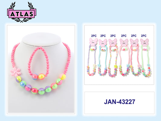 JAN43227 - Beaded Necklace & Bracelet Set