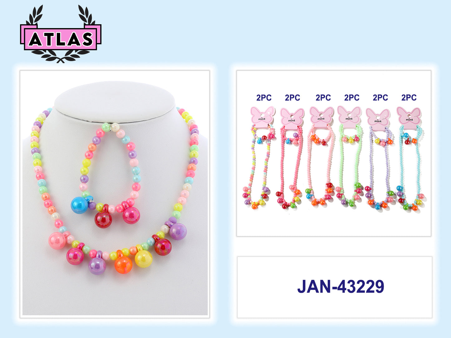 JAN43229 - Beaded Necklace & Bracelet Set