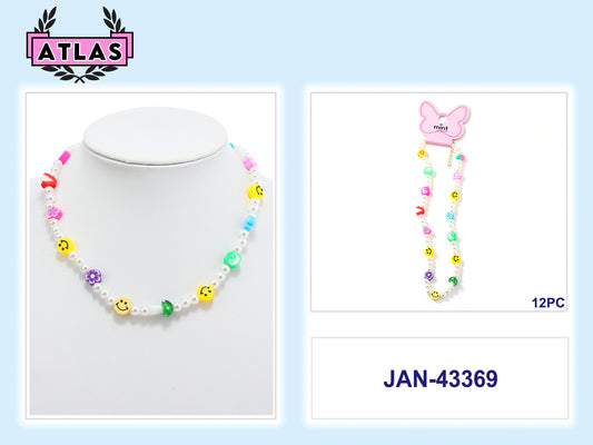 JAN43369 - Beaded Y2K Smiley Face Necklace