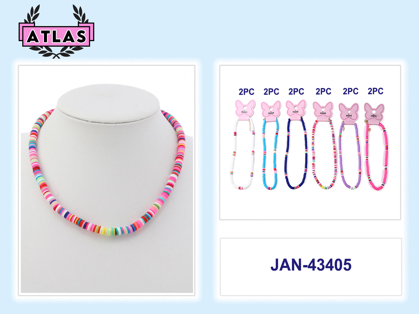 JAN43405 - Rainbow Heishi Disc Necklace