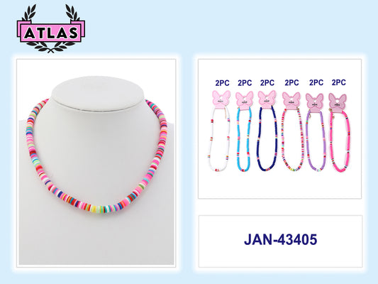 JAN43405 - Rainbow Heishi Disc Necklace