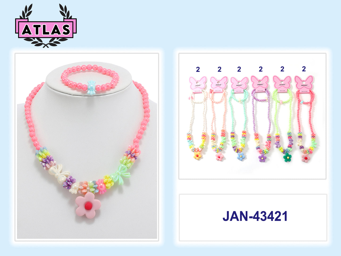 JAN43421 - Flower Necklace & Bracelet Set