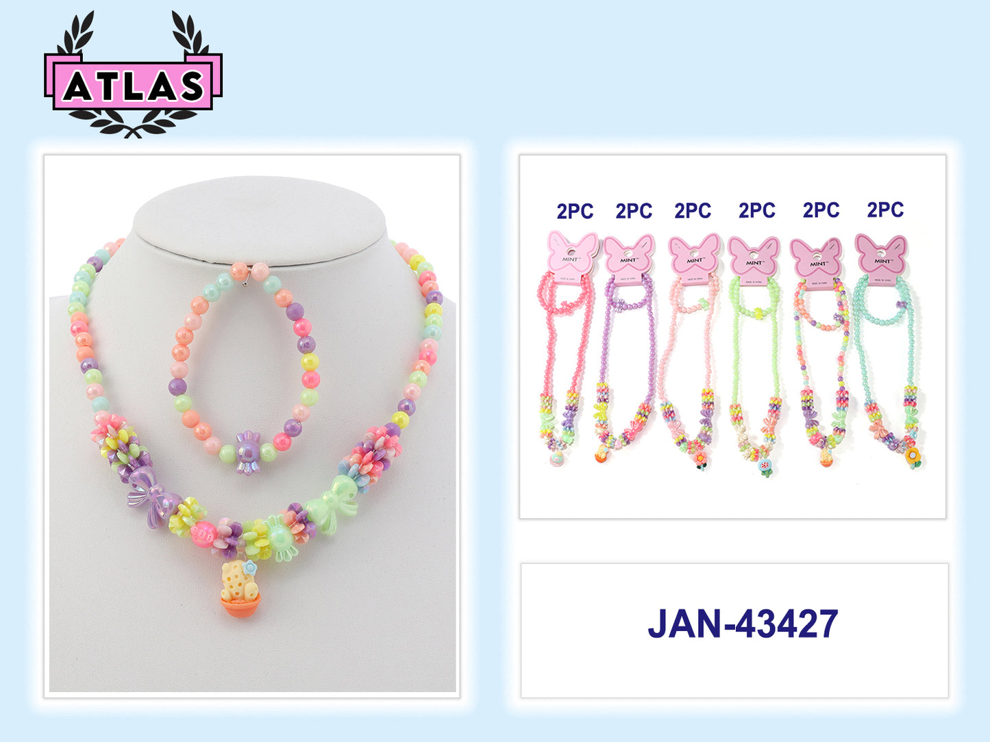 JAN43427 - Flower Necklace & Bracelet Set