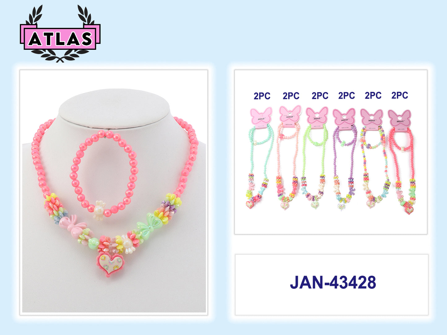 JAN43428 - Heart Necklace & Bracelet Set