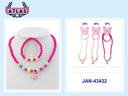 JAN43432 - Flower Necklace & Bracelet Set