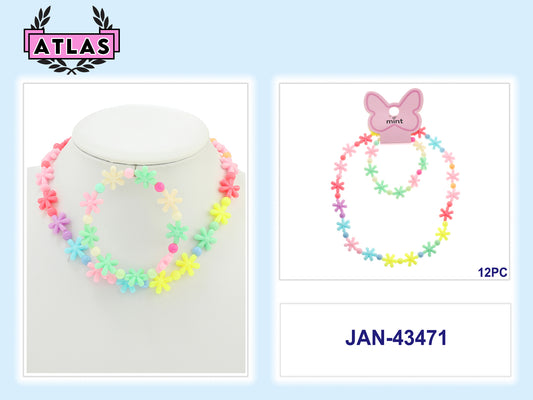 JAN43471 - Flower Necklace & Bracelet Set