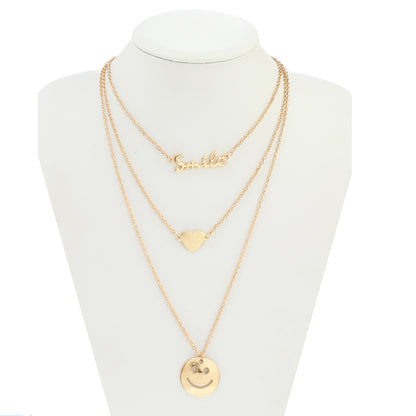 JAN43772 - Layered Smiley Face Necklace
