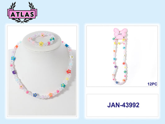 JAN43992 - Smiley Star Necklace & Bracelet Set