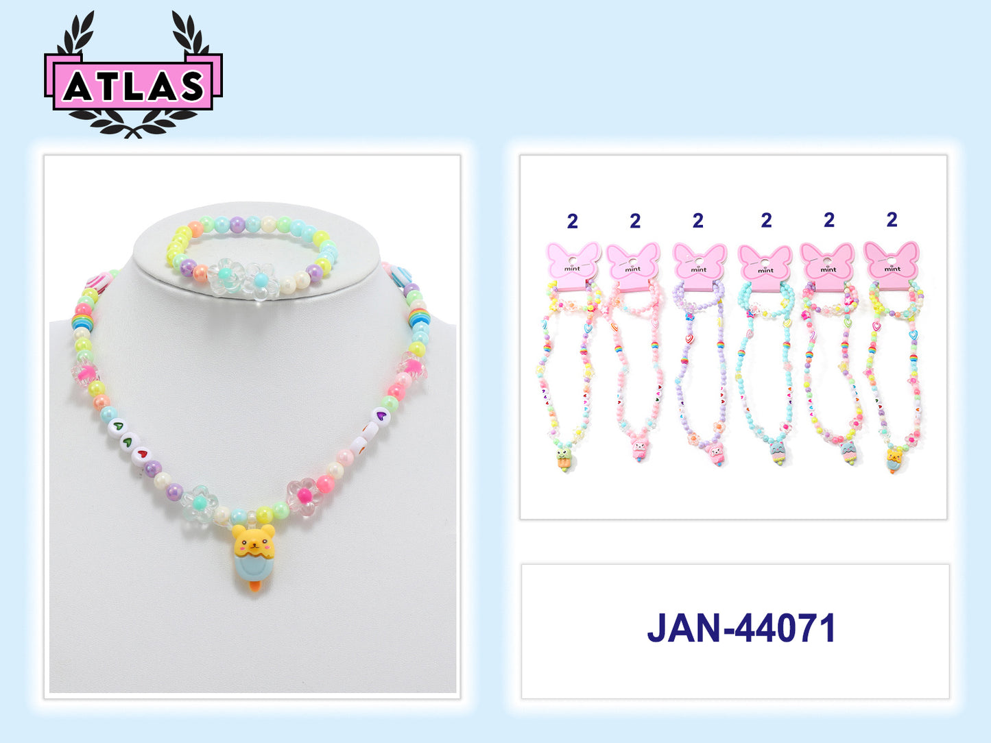 JAN44071 - Popsicle Bear Necklace & Bracelet Set