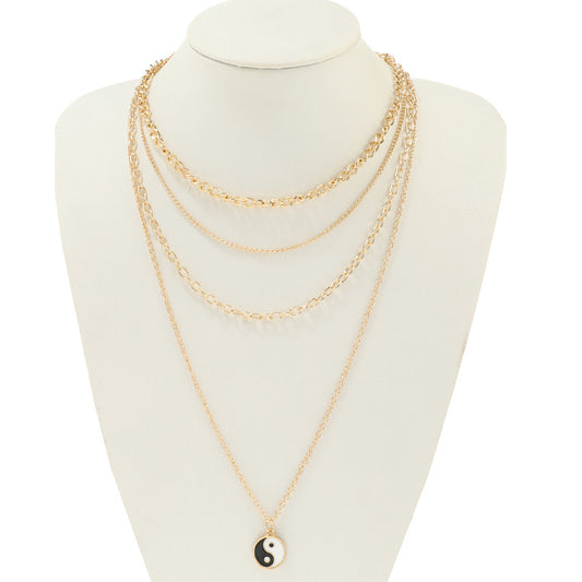 JAN44179 - Yin & Yang Layered Necklace