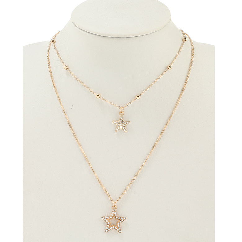 JAN44240 - Layered Star Charm Necklace