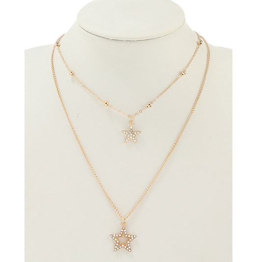 JAN44240 - Layered Star Charm Necklace